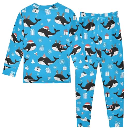 Pajama Sets Long Sleeve Christmas Whales with Hats Soft Comfy Sleepwear 2 Piece PJS 3-8T3