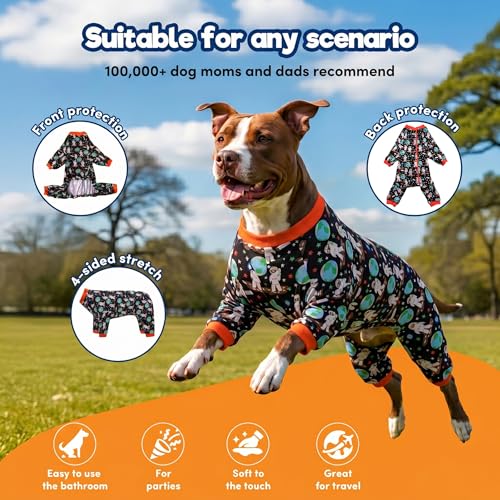 LovinPet Pitbull Onesie, Dogs Onesies, Doberman Sun Shield Shirt, Space Astronauts Black Print, Lightweight Pullover, Large Puppy PJ's, Full Coverage Doberman Pajamas, Large Dog Shirt, XL - Image 4