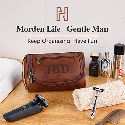 Personalized Toiletry Bag For Men, Husband, Boyfriend, Dad Capacity Leather Travel Dopp Kit Handcrafted Engraved Custom Name Unique Gift For Birthday| Anniversary| Fathers Day| Wedding Groomsmen Gifts