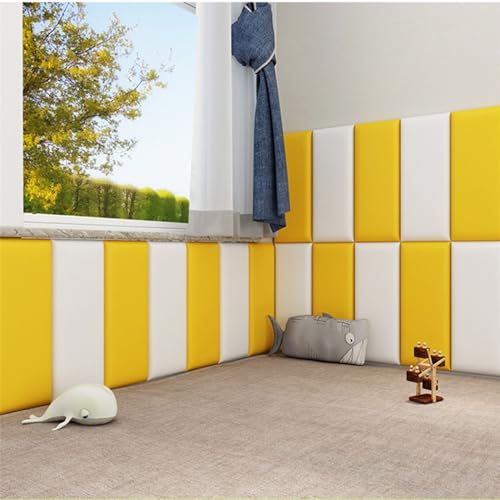 Tête de lit autocollante jaune et panneau mural anti-collision 3D amovible