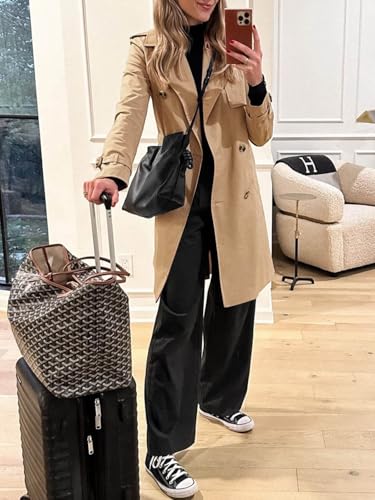 Cicy Bell Womens Long Trench Coat Double Breasted Classic Lapel Fall Overcoat with Belt4
