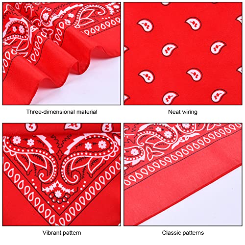 Aomig Bandana Damen Herren,Nickitücher Kopftuch Halstuch Männer, Unisex Tuch Bindetuch, Headwear Haar Schal Paisley Muster, Rot (55 x 55 cm)