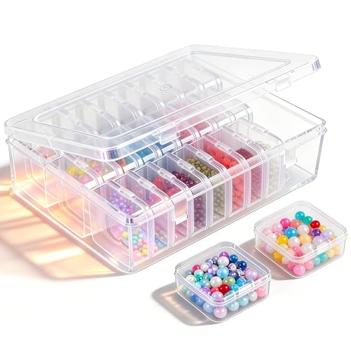 LCRhex Bead Storage Box 30 Pcs Small Plastic Bead Storage Box Suitable For Storing Clay Beads Diamonds DIY Craft Jewelry Bracelets Small Parts And Craft Accessories