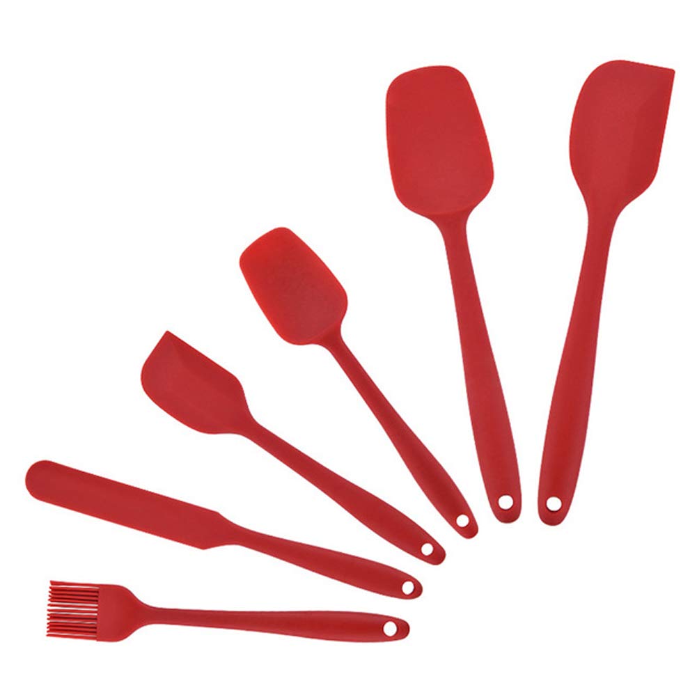 LFMXLD 6 Sets of Silicone Kitchen Utensils, Baking Tools, High Temperature Resistance, Four Colors, Optional Six-Piece Kitchen Tools,Red