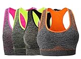Women's Seamless Sports Bra Medium Impact Pocket Yoga Bras XL Pack of 4