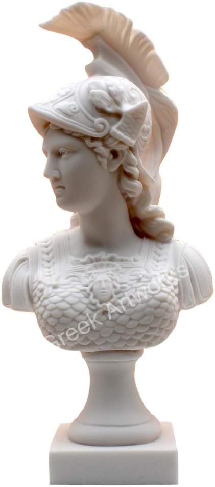 Athena Minerva Bust Head Greek Roman Goddess Cast Marble Sculpture Statue 14.57 inches