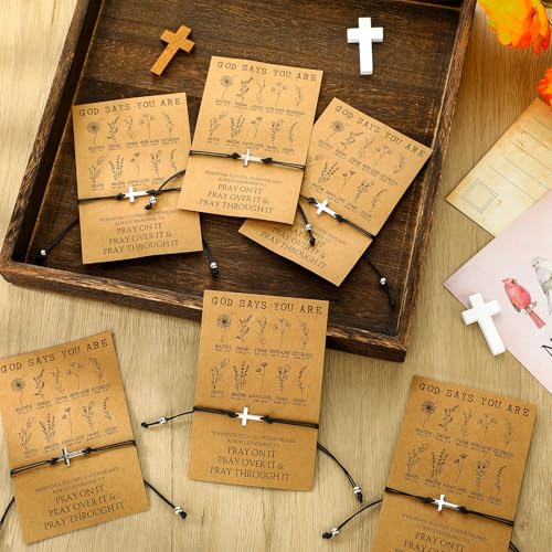 Misdary Pastor Appreciation Gifts Christian Gifts for Women Men Religious Cross Bracelets Adjustable for Baptism Church4