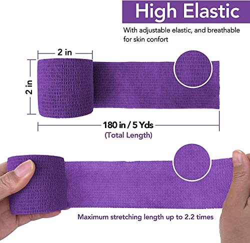Image of A-Tape Cohesive Crepe (5cm X 4.5 mtr, Pack of 2) Elastic Self Adherent Crepe Bandage Breathable Self Adhesive Cohesive Bandage for Humans & Pets (Dogs, Cats, Birds) (5 cm) (Purple)