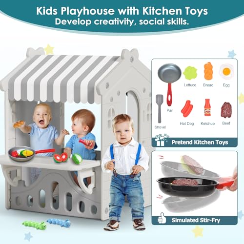 Bierum FE-YE-QKL01-1129 Kids Playhouse With Cute Kids Pretend Play Kitchen Toys Set thumb #1
