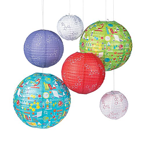 Fun Express Science Party Lanterns with Hangers Birthday Party Decor - VBS Vacation Bible School Supplies/Decor (6 piece set)