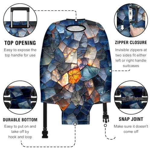 Adjustable Luggage Sleeve Reinforced Travel Suitcase Cover with Easy Zipper Access Protective Wheel Covers Vibrant Custom Designs Water-Repellent Fabric Sapphire Pattern3