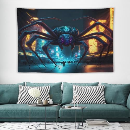 Tenture araignée géante impression 3D relief pour déco de pièce