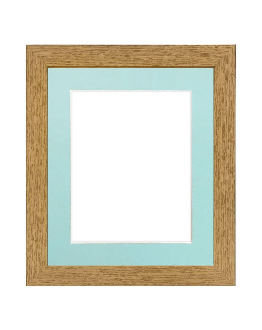 FRAMES BY POST Studio Oak Picture Photo Frame with Blue Mount 8 x 6 for Image Size 6 x 4 Inch