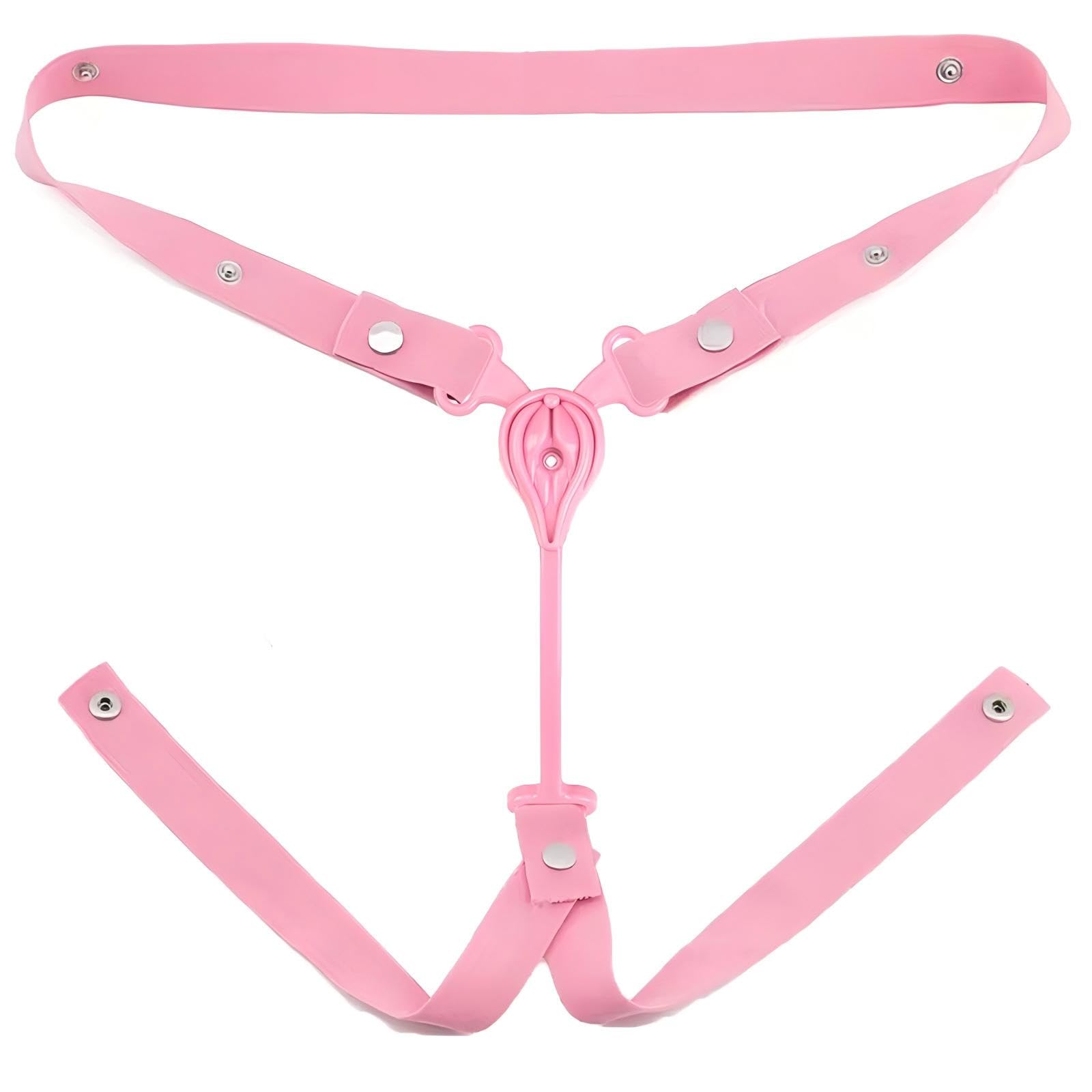 Cage de Chasteté pour Pénis Inversée Sex Toys Sissy Cage Chastetée avec 3 Bacs à Urine et 6 Cathéters Jouet Adulte Chastity Cage Man en ABS avec Ceinture pour Exercer le Pénis (Pink,B)
