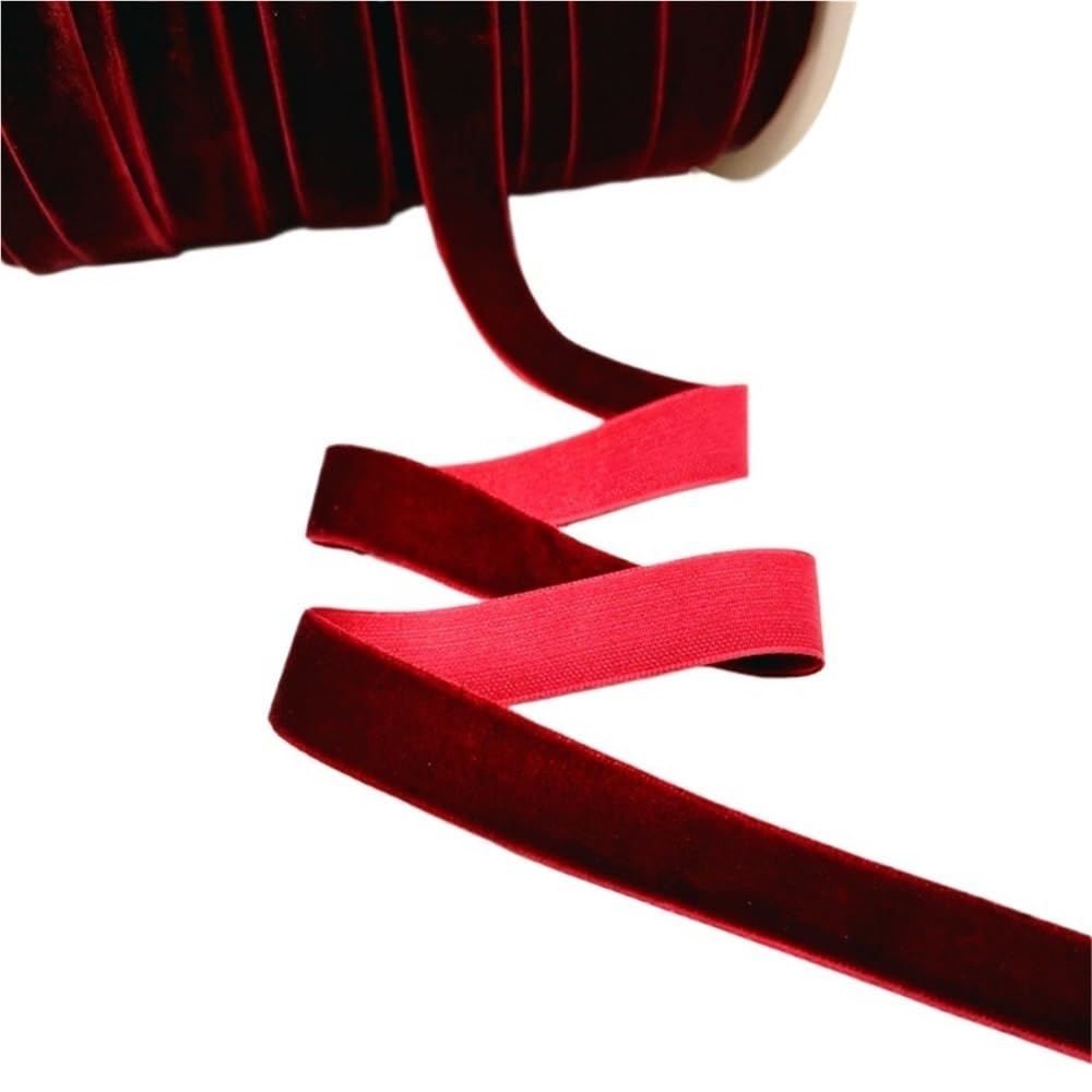 WEITINGKKK Ribbons for Gift Wrapping, Wedding Decor Ribbons 5 Yards Multicolor Velvet Ribbon 6-25mm Handmade Fringe Fabric(Wine Red,25mm)