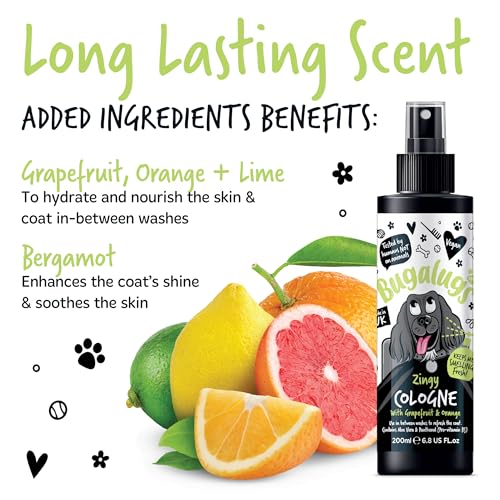 Cologne für Hunde – 200 ml – Grapefruit und Orange – Duftspray mit Zitrusfrucht, erfrischend und Deodorant für sauberes Haar, natürliche Formel für den täglichen Gebrauch und empfindliche Haut