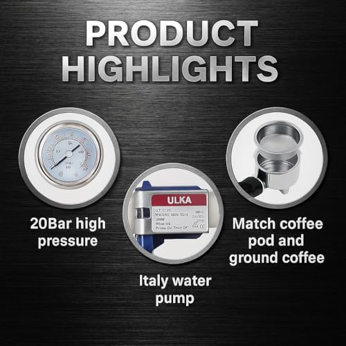 MDMV Espresso Machine showing portafilter and pressure gauge