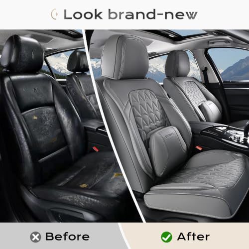 Image of Coverado Seat Covers, Car Front Seat Covers with Backrest, Nappa Leather Car Seat Protectors,Waterproof &Breathable,Anti-Slip Automotive Seat Cushion, Universal Fit for Most Vehicles