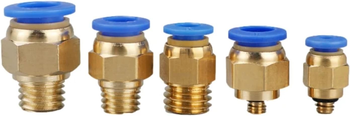 1pcs PC8-M10X1.5 PC10-M10X1.75 PC12-M12X1.75 Pneumatic Air Fitting 10mm 4mm Hose Male Thread M14 M16 Air Nipple Brass Quick Coupling(PC12-M14X2.0)