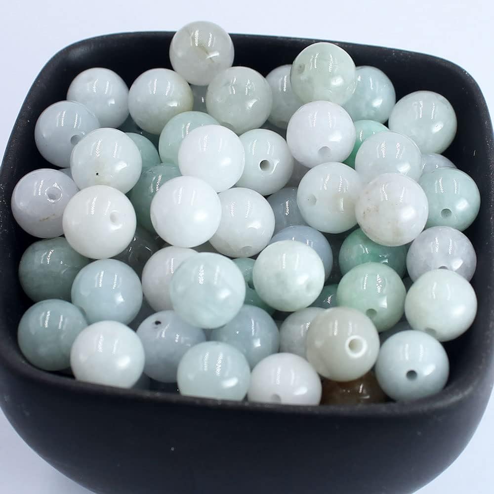 Natural 8mm Round Jadeite Loose Beads Three Color Myanmar ice Jade Gemstone Jewelry Making Loose Beads for Necklace Bracelet Earrings 100 Pcs