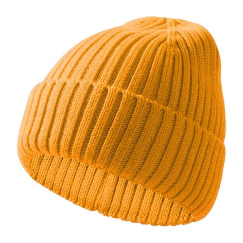 ACTLATI Kids Merino Wool Beanie Hat Winter Boys Girls Ribbed Knit Beanies Caps Unisex Cuffed Skull Caps 7-14 Years