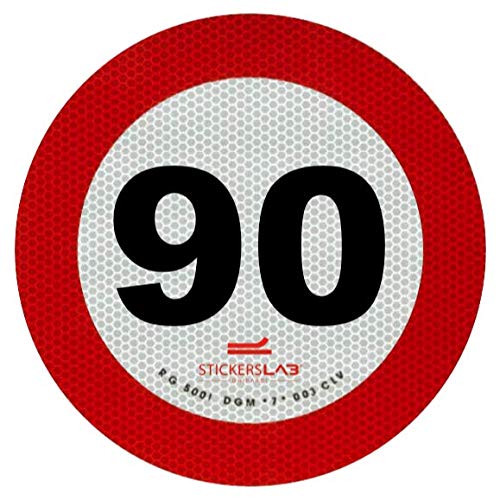 StickersLab - CONTRASSEGNO Disco Limite velocità Adesivo RETROIRIFLETTENTE OMOLOGATI in Classe 2 (90 km/​h)
