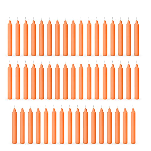 Image of AuraDecor Pack of 50 Stick Candles || Especially Meant for Healing, Chakras, Ritual Candles, Decoration, Lighting, Home Decor || Burning Time 3 to 4 Hours Each (Orange), Paraffin Wax