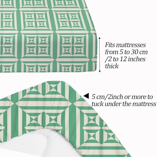 Drap housse géométrique vert 160x200 pour transformer votre chambre en un cocon de fraîcheur