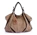 KISS GOLD(TM) European Style Canvas Large Tote Top Handle Bag Shopping Hobo Shoulder Bag, Large Size 22 '' X6.3'' X 14.2 ''(Coffee)