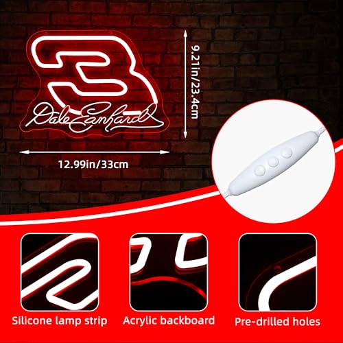Image of Racing Neon Sign for Wall Decor Dimmable Race Car Neon Light Suitable for Man Cave Room Decor Legend Sign Light Up for Bedroom Party Playroom Birthday Gift for Fans Size12.9 * 9.2In(P234)