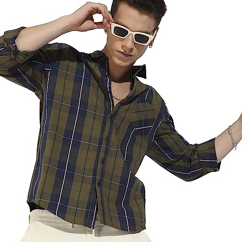 Image of CAHOOT Men's Button Up Regular Fit Shirt for Casual Wear | Regular Sleeve | Spread Collar | Button Closure | Shirts Crafted with Comfort Fit for Everyday Wear
