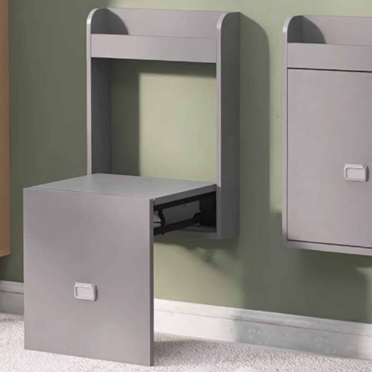 shower stool Wall Mounted Folding Shoe Changing Stool Fold Chair Solid Step Stools for Entryway Space Saving Hidden Wall Seat folding(Gray)