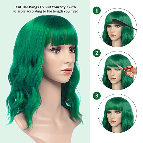 LOHO WONDERZ Conjunto de Peruca Verde E Óculos de Sol-Peruca Ondulada de 15