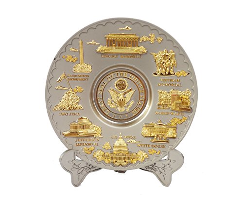 Washington D.C. Metal Souvenir Plate (Gray and Gold) (6.5