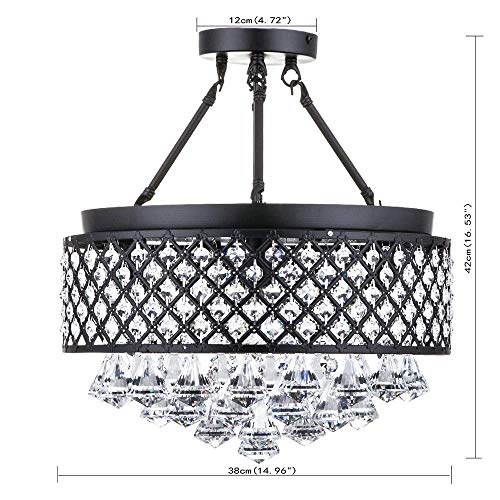 Plafonnier cristal compact lustre 4 lampes pour couloir sombre - 4