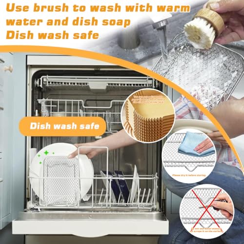 Image of Supvox 3 PCS Stainless Steel Microwave Grill Stand, Air Fryer Accessories, Grates Raised Cooking Grids for Baking, Roasting & More, Easy to Clean(19.5x13.5x9 cm)