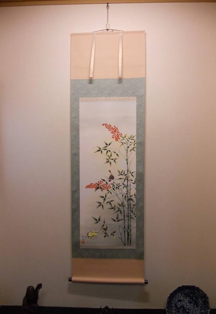 掛け軸 清風 桔梗 絹本 希少 軸装 茶道具 掛軸 です。