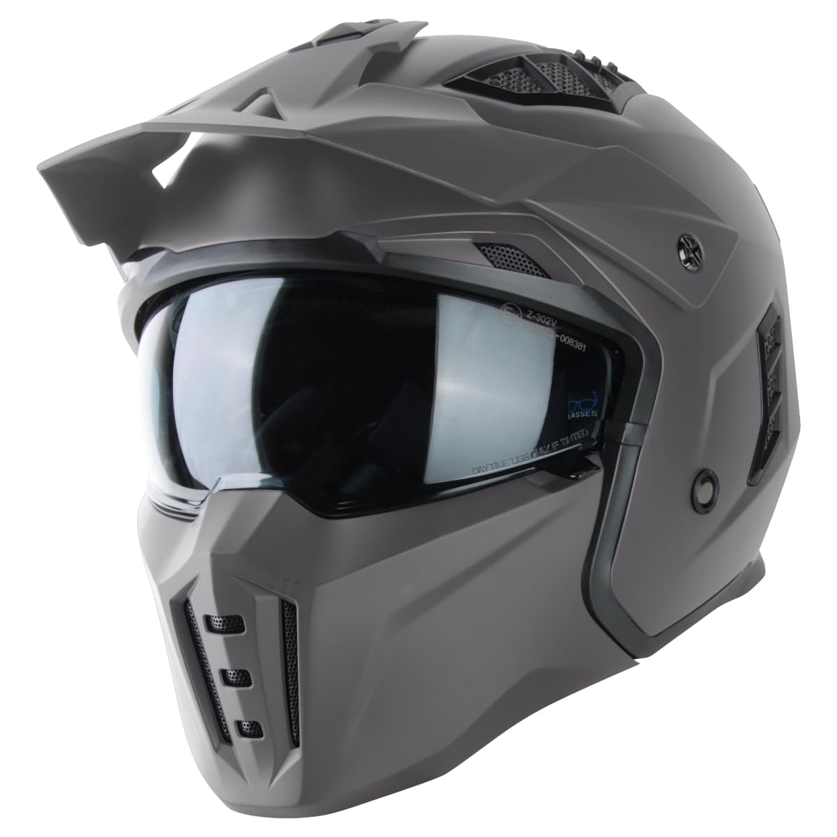 VINZ Kioto Jethelm / Streetfighter Helm | ECE 22.06 zugelassen | Rollerhelm mit Sonnenvisier / Sonnenblende | Jet Helm Mit abnehmbarem Kinnschutz - Titanium