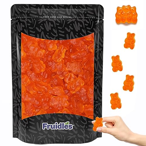 Fruidles Orange Gummi Bears Candy, Fruit Flavors Gummies, Allergy Friendly,
