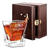 Maverton Vaso de Whisky Personalizado 250ml - Vaso De Cristal Regalos Originales Para Hombre - Nombre Grabado Día del Padre Cumpleaños Regalos - Diseño de Cubo de Hielo - Águila