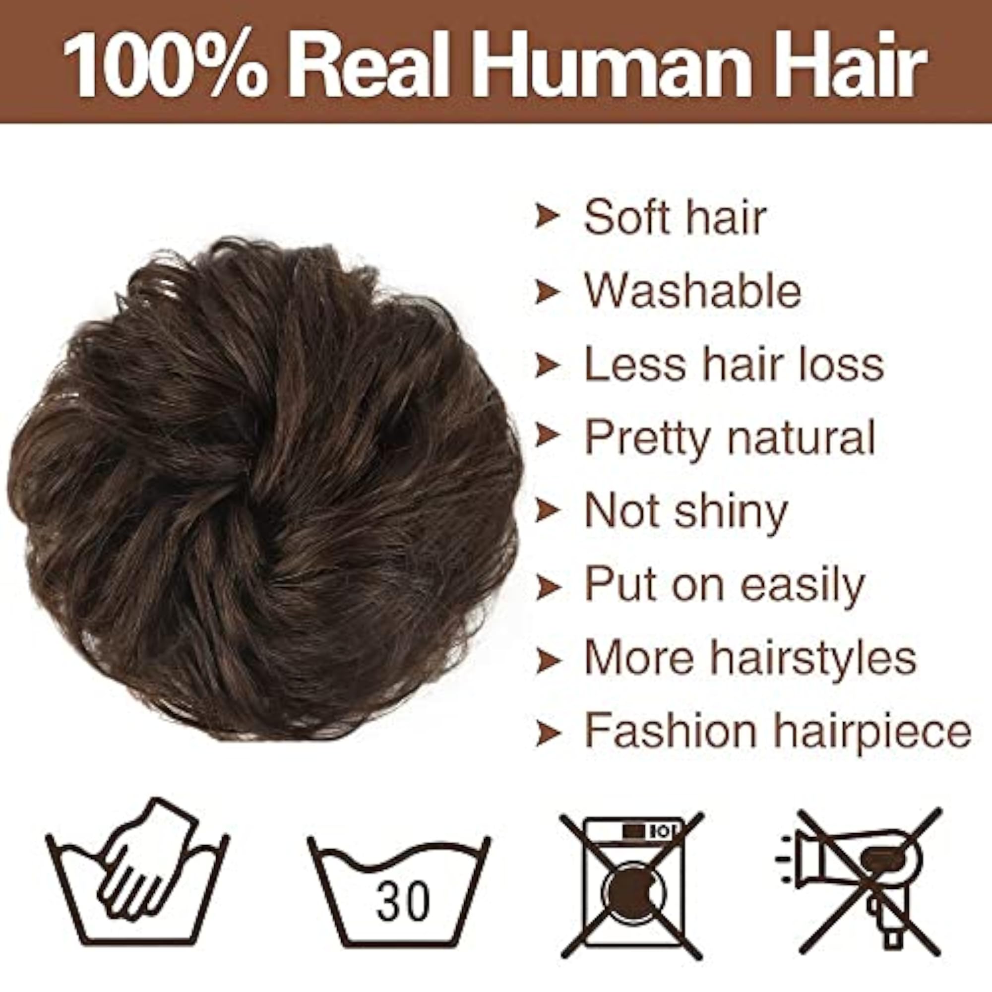 Brown Rubber Hair Bun, 1 Piece