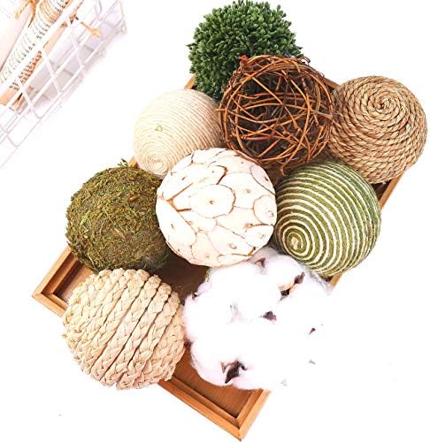 CIR OASES 9pcs 3.5Inch Fall Decorative Ball Orb Rattan Ball Rattan Woven Orbs Spherical Bowl and Vase Filler for Home Party Wedding Display Decor Props
