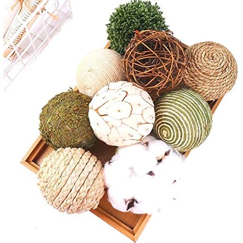 CIR OASES 9pcs 3.5Inch Fall Decorative Ball Orb Rattan Ball Rattan Woven Orbs Spherical Bowl and Vase Filler for Home Party Wedding Display Decor Props … Cover