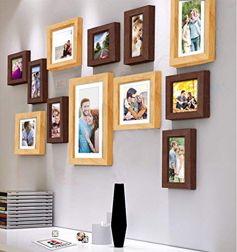 Image of Art Street Decorative Nebula Individual Set of 12 Brown & Beige Wall Photo Frames Wall Picture Frame Mix Size||4X6-7 Unit, 6X8-4 Units, 8X10-1 Unit||