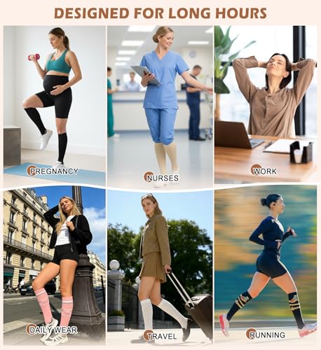 Image of 4 Pairs Compression Socks for Women Circulation-Best Support for Nurses,Running,Athletic,Travel