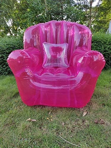 Inflatable chair sofa Lazy person tremble transparent portable cushion stool portable single person flush sofa outdoor net red,Rose red