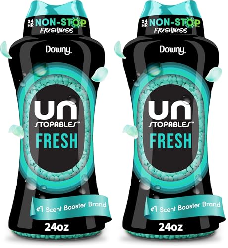 Image of Downy Unstopables In Wash Scent Booster Beads, Fresh Scent, 24 oz, Laundry Beads for odor Protection, Downy Scent Booster Beads, Laundry Scent Boosters (Pack of 2)
