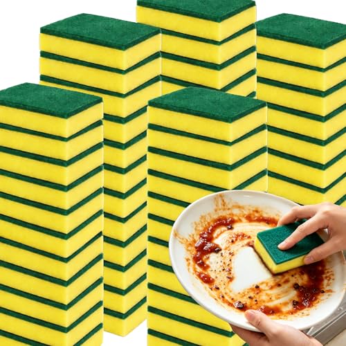 Image of 12Pcs Dish Sponge Scrubber, Kitchen Sponges for Cleaning, Sponge Scrub Cloth, Multi-Surface Safe Non-Scratch Dishwashing Sponge, Suitable for Dishes, Pots, Pans, Countertops and Bathroom Cleaning