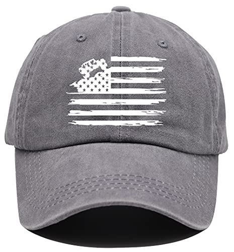 Hhnlb American Flag Trucker Hat, Adjustable Usa Flag Car Baseball Cap Distressed Retro Washed For Men Women Gray #TOP9