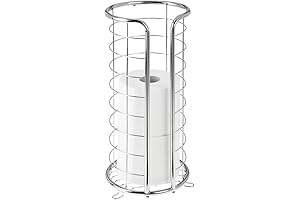 Toilet Tissue Holder for Bathroom, Freestanding Floor-Standing Stylish Metal Toilet Paper Stand...